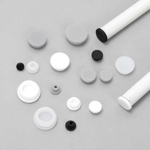 Awesome 120 Piece Silicone Plug Assortment Kit With Nine Sizes For Cars And Furniture. Grey Snap In Hole Plugs on gray background