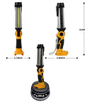 Lit 2000LM LED Work Light For Dewalt 20V Max Batteries shown at three angles with dimensions and weight