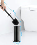 Long Handle Plastic Toilet Brush With Covered Holder Drip Free Stable Base And Hard Bristles Low Profile Bathroom Cleaner