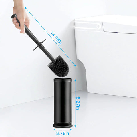 Long Handle Plastic Toilet Brush With Covered Holder Drip Free Stable Base And Hard Bristles Low Profile Bathroom Cleaner