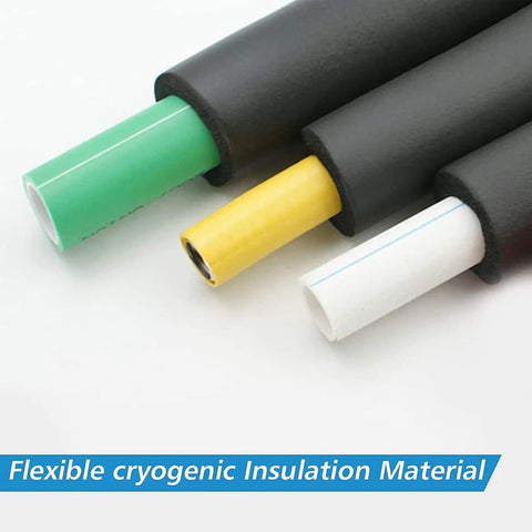 Colored pipes in black insulation showing pipe insulation tubing 1 inch outer diameter by 3 eighth inch wall 6 foot length heat preservation sleeve