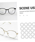Eyeglasses with 200 Piece Eyeglass Gaskets And Washers Set For Metal Rimless Frames Quick Spectacle Repairs displayed in frame