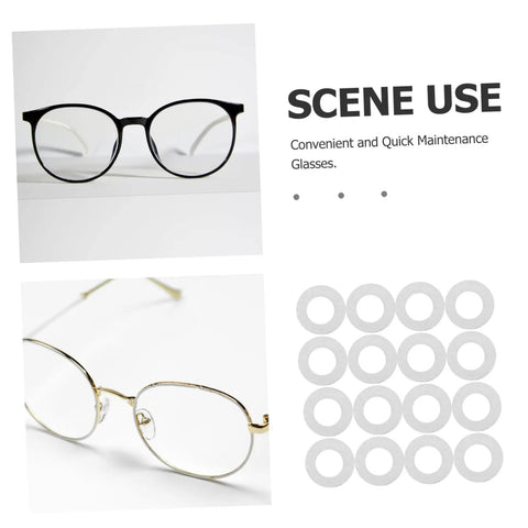Eyeglasses with 200 Piece Eyeglass Gaskets And Washers Set For Metal Rimless Frames Quick Spectacle Repairs displayed in frame