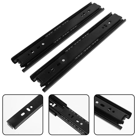 Two Pack Stainless Steel Drawer Slides With Quiet Glide And No Snag Noise Reduction Full Extension Heavy Duty Cabinet Runners In Black Finish