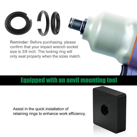 20 Pack 3/8 In Impact Wrench Friction Retaining Ring Kit With O Rings And Anvil Socket Dead Nuts Reliable Replacement Gear for quick installation.