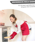Woman using ten piece microwave mica sheets for oven insulation and heat resistant shield reusable mica plates.