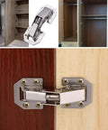 Hydraulic Buffer Cabinet Hinges 90 Degree No-Drill Soft Close Steel Hinges In Silver 7.7 X 3.2 Cm on two cabinet doors