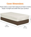 Outdoor Patio Coffee Table Cover All Weather Protection Waterproof And UV Resistant With Secure Straps Beige Tan 48 By 28 Inches Durable Woven Polyester Keeps Rain Snow Dust Out shown with dimensions 48x28x13 inches