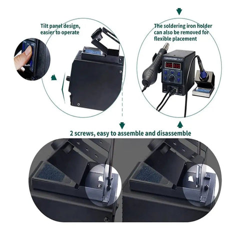 Instructions for assembling 2 In 1 Soldering Station With 700W Hot Air Gun And Soldering Iron, SMD Rework Tool For Electronics
