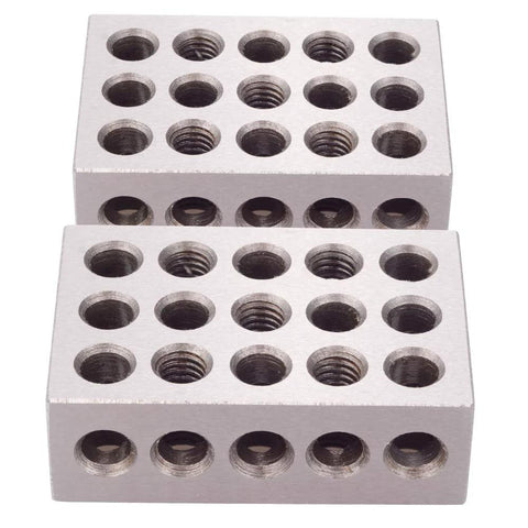 CHENTEC 1-2-3 blocks matched pair of hardened-steel blocks with 23 threaded holes (1x2x3 inches) for precision milling