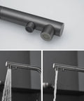 Close-up of 3-Way Kitchen Faucet with Pull-Down Hose Ch h Rotating Design Water Filter for Drinking Modern Sink Mixer spout.