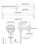 Extendable Adjustable Towel Bar From Sixteen To Twenty Seven Point Six Inches Stainless Steel Wall Mounted Rail dimensions