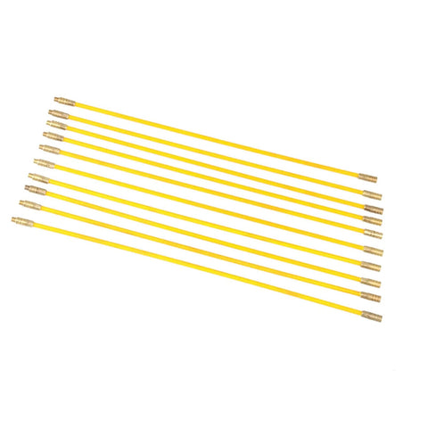 Super Cool 10 Pack 4mm Fiberglass Fish Tape Rods With Solid Brass Connectors For Easy Pulling Wire Through Walls Attics And Ceilings Without A Hassle, 10 yellow rods