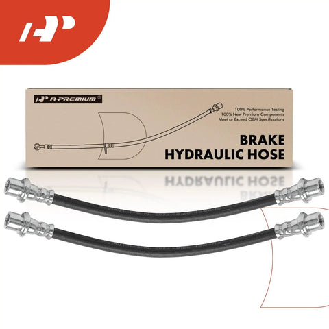 Front Brake Hydraulic Hose Set For Lexus GX460 GX470 Toyota 4Runner And FJ Cruiser Front Left And Front Right Driver And Passenger Side Pack Of 2 Direct Fit Replacement 9094702D35 displayed with product packaging.