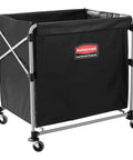 Collapsible X Cart with Wheels 8 Bushel Steel Laundry Cart Heavy Duty Black Utility Cart in rust resistant powder coated frame