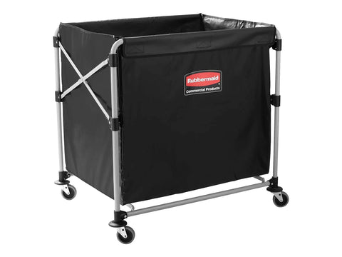 Collapsible X Cart with Wheels 8 Bushel Steel Laundry Cart Heavy Duty Black Utility Cart in rust resistant powder coated frame
