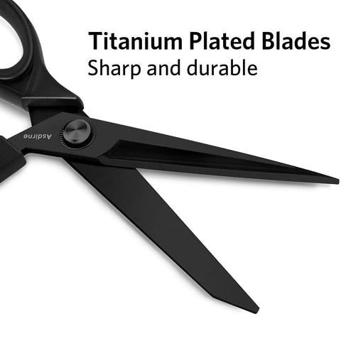 Black Titanium Fabric Scissors For Dressmaking Pro Grade Heavy Duty Multipurpose Shears With Titanium Coated Blades And Soft Grip Handles 25cm Cutting Tool For Seamstresses Tailors And Craft Projects close-up of blades