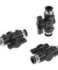 Push to Connect Ball Valve Kit 10 Pack 8mm Tube OD Plastic Straight Union Adapters Quick Install Pneumatic Valves for DIY Plumbing No Tools Required, black plastic valves