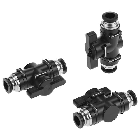 Push to Connect Ball Valve Kit 10 Pack 8mm Tube OD Plastic Straight Union Adapters Quick Install Pneumatic Valves for DIY Plumbing No Tools Required, black plastic valves