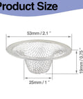 Heavy Duty Stainless Steel Kitchen Sink Strainers 2 Inch Drain Filters Anti Clogging Basket Catchers detailed size chart.