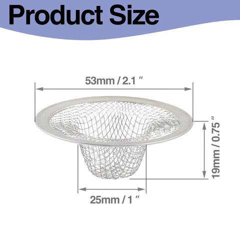 Heavy Duty Stainless Steel Kitchen Sink Strainers 2 Inch Drain Filters Anti Clogging Basket Catchers detailed size chart.