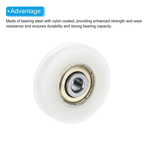 U Groove Pulley Wheel 6x38x8.5mm Set Of 6 Nylon Bearing Guide Rollers For Sliding Doors Drawers Windows Conveyor Tracks And Mechanical Hardware White Smooth Glide Easy Install Built To Last, white nylon bearing wheel close-up