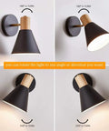 Black Adjustable Wood Style Wall Sconce Reading Lamp For Bedroom Hallway And Living Room Go To Lighting Hardwired 1 Pack