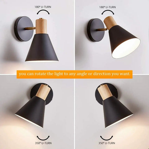 Black Adjustable Wood Style Wall Sconce Reading Lamp For Bedroom Hallway And Living Room Go To Lighting Hardwired 1 Pack