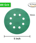 5 inch sanding disc 600 grit, 8 holes, for wet dry polishing, wood metal car plastic, random orbital sander, 50 pack.