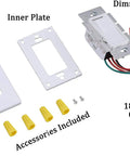 In-Wall Dimmer Switch For LED CFL And Incandescent Lights, 3-Way Single-Pole Dimmable Slide Control, Up To 600W Max, kit view