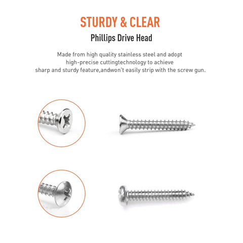 Self Tapping Screws Assortment Kit 550 Pieces M3 Through M6 304 Stainless Steel For Metal Wood And Plastic Phillips screws