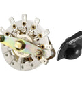 1 Pole 6 Position Band Channel Rotary Switch With Plastic Knob 7 Pins For DIY Electronics Projects, view of switch and knob, white and black