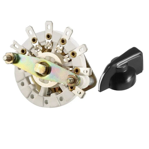 1 Pole 6 Position Band Channel Rotary Switch With Plastic Knob 7 Pins For DIY Electronics Projects, view of switch and knob, white and black