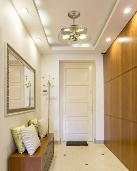 2 Light Semi Flush Mount Ceiling Light With Clear Glass Shade Brushed Nickel Finish Dope Modern Retro Vibe Fixture in hallway