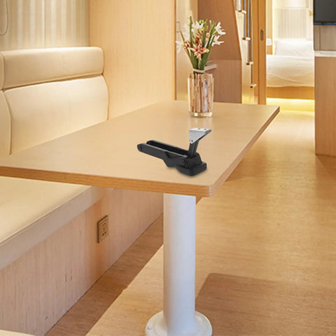 Rubber Draw Latch Black With Storage Rack For Cabinet Doors No Fuss Install Marine Window Catch on table