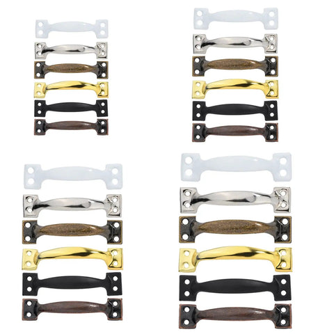 Bow Shaped Gate Handles Set Of Four Metal Pulls For Wardrobes Cupboards Fences Garage Doors And Cabinets Easy Install Furniture Knobs With Included Screws, assorted finishes.