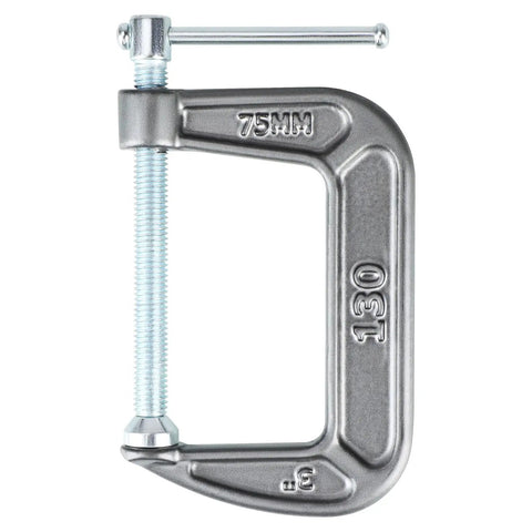 Heavy Duty Cast Iron C Clamps Set For Woodworking And Metalworking, 3 Inch Jaw Opening And 2 Inch Throat, single clamp close up