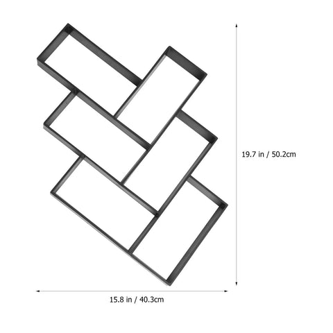 Walkway Paver Mold Kit Reusable Concrete Path Maker with black plastic frame, size 49.7x40.5x4 cm for DIY garden projects.