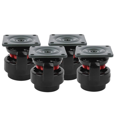 Heavy Duty Leveling Caster Set Rock Solid Adjustable Metal Composite Wheels Four Pack front view on white background.