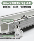 Close-up of Heavy Duty Conjoined Double Track Curtain Rail System Ceiling Mount White 9.5ft with Silent Ball Bearing Runners.