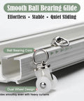 Heavy-Duty Double Curtain Track System With Conjoined Design In White Aluminum Rail For Independent Sheer And Drapery Operation Smooth Glide Ultra-Strong Build Easy Install Quiet Performance And Flexible Light Control, white aluminum rail with ball bearing carrier