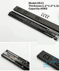 Push To Open Rebound 3 Fold Ball Bearing Drawer Slide Black Detachable Full Extension For Furniture And Cabinets, detail view