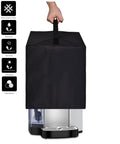 Dustproof Coffee Maker Cover For Everyday Kitchen Use Fits Keurig K-Supreme K-Compact Gevi GECME403LA-U Mr. Coffee EM5000 And More Classic Black Keeps Dust Out And Your Gear Looking Fresh - front view with handle.