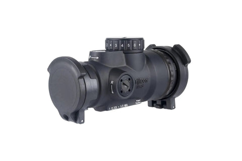 MRO SD Patrol 1x25 Red Dot Sight With Adjustable LED 2 MOA Red Dot, side view showing controls and rugged design features.
