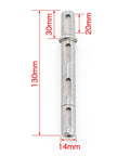 CNCTOPBAOS double-shaft output rod, 14mm diameter, 130mm length, metal with longitudinal slots, front view