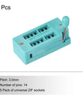 Universal 14 Pin ZIF IC Test Socket With 3mm Pitch For Microcontrollers Chips Breadboards And IC Programming 5 Pack Handy Sockets