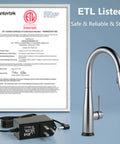 ETL certificate and Delta faucet with 9V Faucet Replacement Power Supply For Touch2O Power Adapter EP102157 shown next to it.