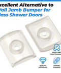 Clear Wall Jamb Bumpers For Sliding Glass Shower Doors And Tub Enclosures, two 1.25-inch plastic bumpers for door frames, durable.