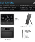 Smart Environmental Controller 69 PRO For Grow Tents Temperature Humidity VPD Timers Schedules Auto Cycle And Multi Device Control For Fans Lights Ventilation And Climate Monitoring specifications with dimensions.