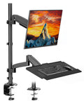 Premium Ergonomic Sit Stand Monitor Desk Mount With Wide Keyboard Tray For 17 To 32 Inch Screens delivering pneumatic height adjustment.